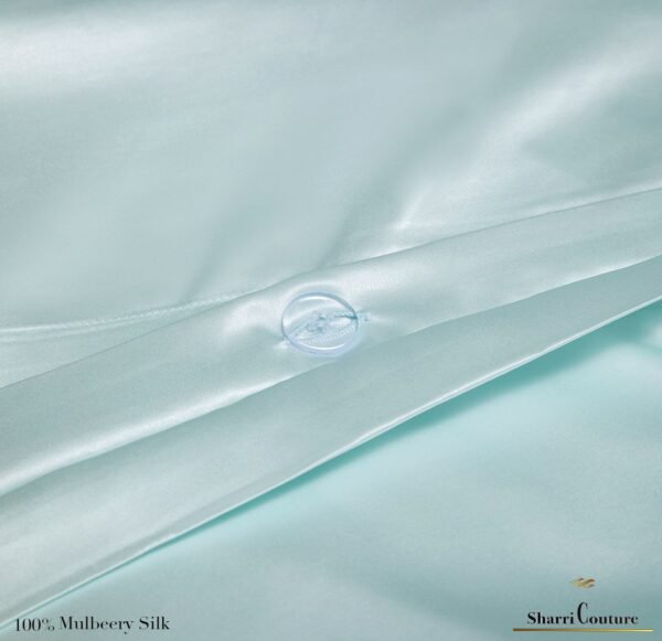 S. C. - 2001 - 100% Mulberry Silk - Light Turquoise  Color - Image 5