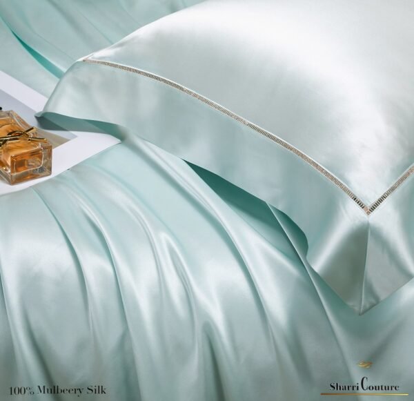 S. C. - 2001 - 100% Mulberry Silk - Light Turquoise  Color - Image 6