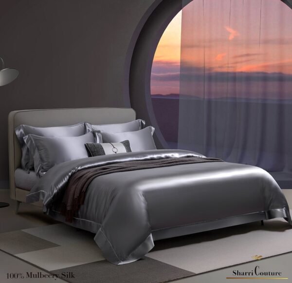 S. C. - 2001 - 100% Mulberry Silk - Metallic Grey Color - Image 2