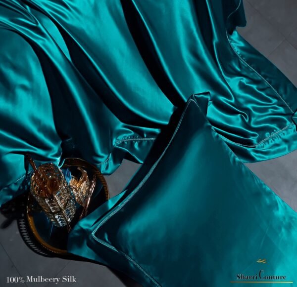 S. C. - 2001 - 100% Mulberry Silk - Bluish Bottle Green Color - Image 4
