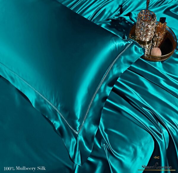 S. C. - 2001 - 100% Mulberry Silk - Bluish Bottle Green Color - Image 5