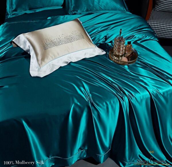 S. C. - 2001 - 100% Mulberry Silk - Bluish Bottle Green Color - Image 8