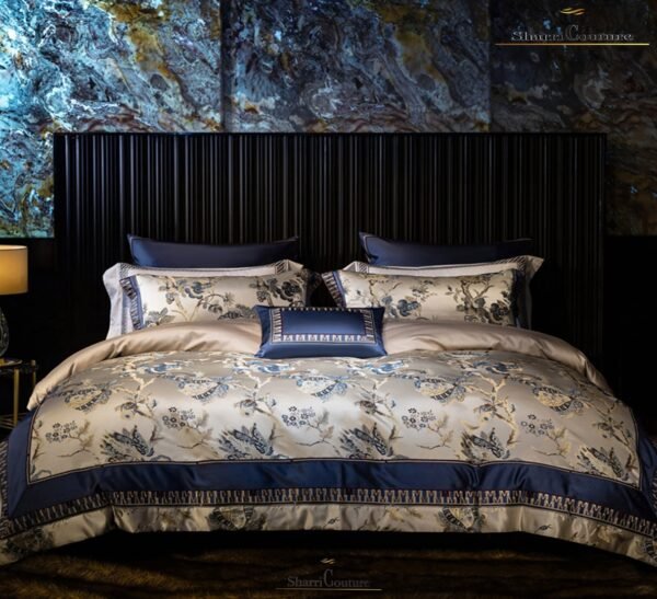 S.C. 1002 - Navy Blue with Flower Print Color - Cotton/Silk