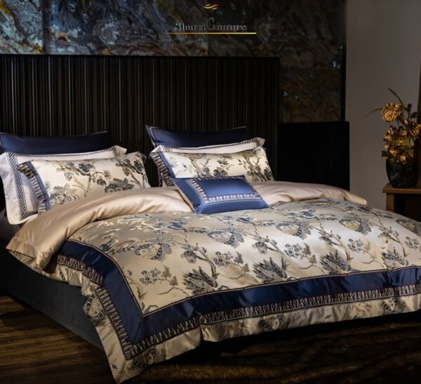 S.C. 1002 - Navy Blue with Flower Print Color - Cotton/Silk - Image 2