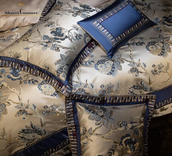 S.C. 1002 - Navy Blue with Flower Print Color - Cotton/Silk - Image 3
