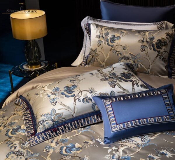 S.C. 1002 - Navy Blue with Flower Print Color - Cotton/Silk - Image 4