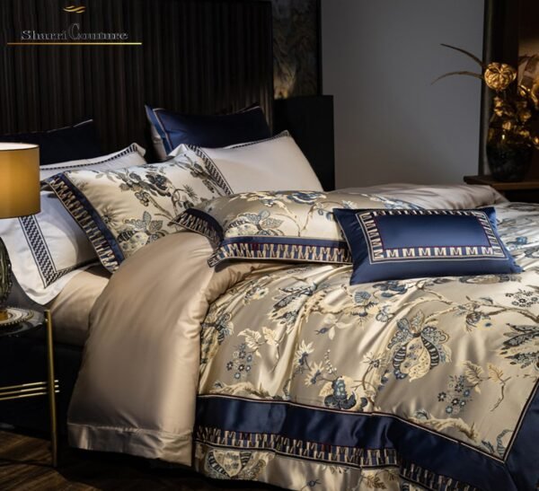 S.C. 1002 - Navy Blue with Flower Print Color - Cotton/Silk - Image 5