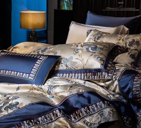 S.C. 1002 - Navy Blue with Flower Print Color - Cotton/Silk - Image 6