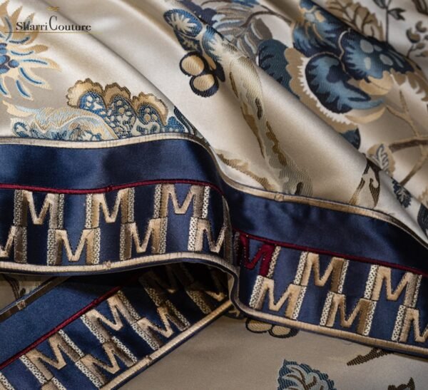 S.C. 1002 - Navy Blue with Flower Print Color - Cotton/Silk - Image 7