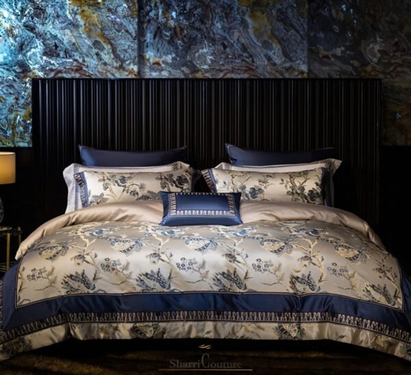 S.C. 1002 - Navy Blue with Flower Print Color - Cotton/Silk - Image 8