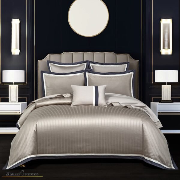 S.C. - 1026 Golden Beige / With Dark Grey Color - Combination of Cotton and Silk