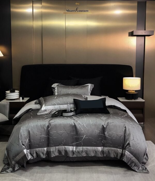 S.C. - 1053 Dark Grey Black Metallic Color - 100% Jacquard Cotton