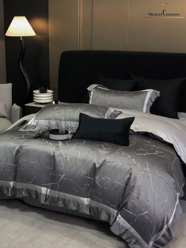 S.C. - 1053 Dark Grey Black Metallic Color - 100% Jacquard Cotton - Image 2