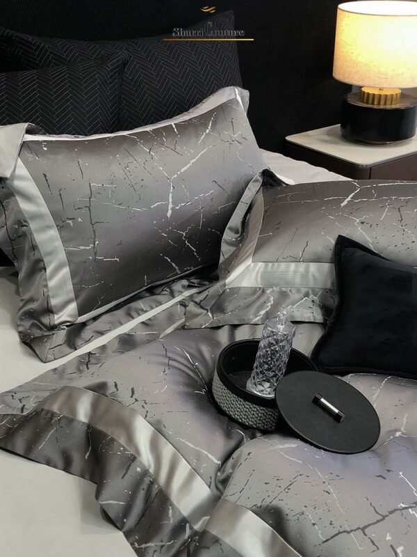 S.C. - 1053 Dark Grey Black Metallic Color - 100% Jacquard Cotton - Image 3