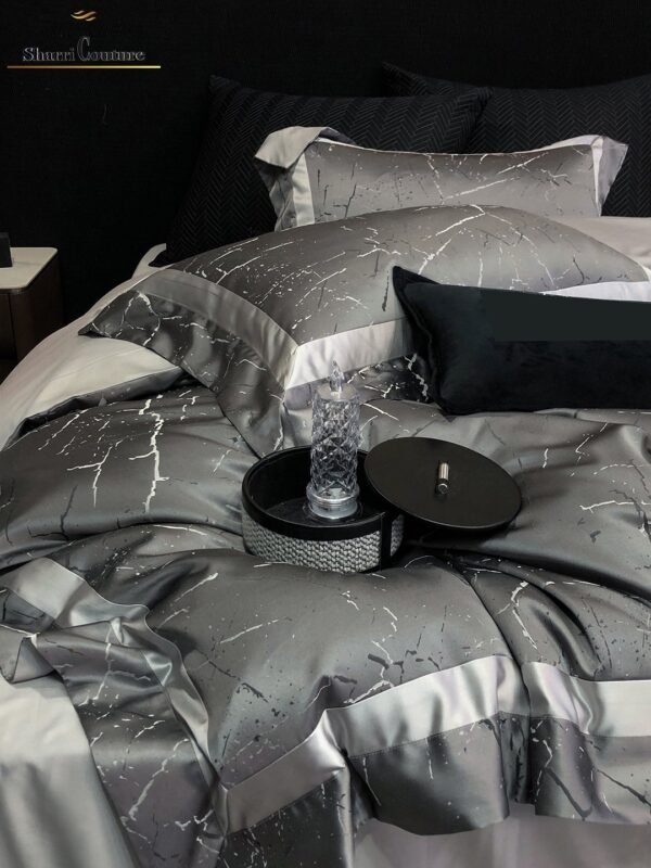 S.C. - 1053 Dark Grey Black Metallic Color - 100% Jacquard Cotton - Image 7