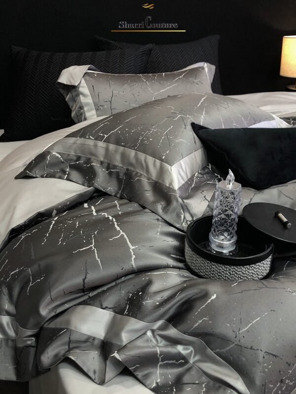 S.C. - 1053 Dark Grey Black Metallic Color - 100% Jacquard Cotton - Image 8