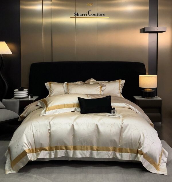 S.C. - 1053 Light Beige Metallic Color - 100% Jacquard Cotton