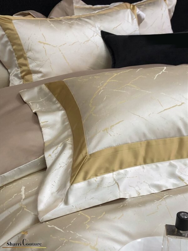 S.C. - 1053 Light Beige Metallic Color - 100% Jacquard Cotton - Image 2