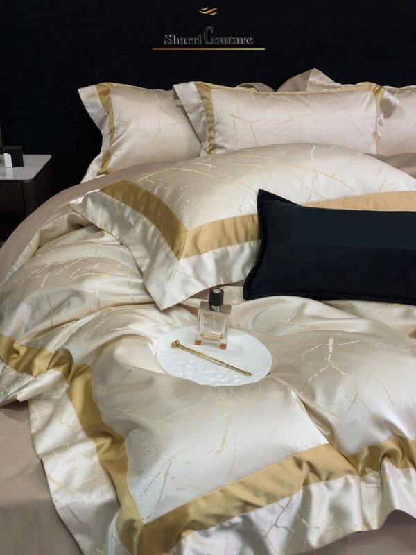 S.C. - 1053 Light Beige Metallic Color - 100% Jacquard Cotton - Image 3