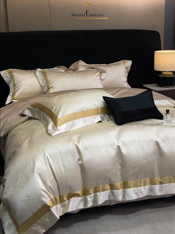 S.C. - 1053 Light Beige Metallic Color - 100% Jacquard Cotton - Image 7