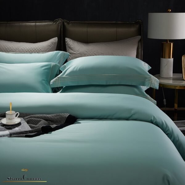 S. C. - 1043 - Turquoise Color With 4 Embroidery Frames Lines - 100s Long Staple Cotton - Image 4