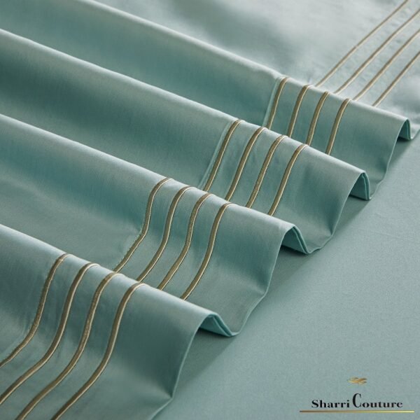 S. C. - 1043 - Turquoise Color With 4 Embroidery Frames Lines - 100s Long Staple Cotton - Image 10