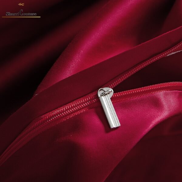 S. C. - 1043 - Wine Red Color With  4 Embroidery Frames Lines - 100s Long Staple Cotton - Image 8