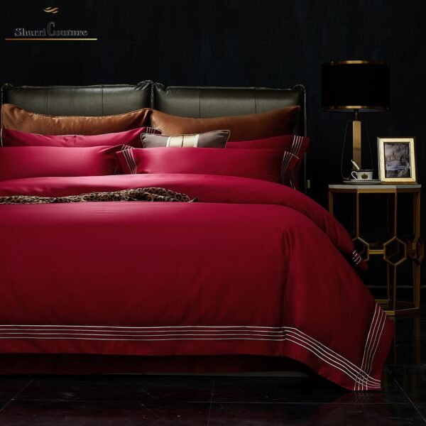 S. C. - 1043 - Wine Red Color With  4 Embroidery Frames Lines - 100s Long Staple Cotton - Image 11