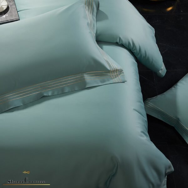 S. C. - 1043 - Turquoise Color With 4 Embroidery Frames Lines - 100s Long Staple Cotton - Image 5