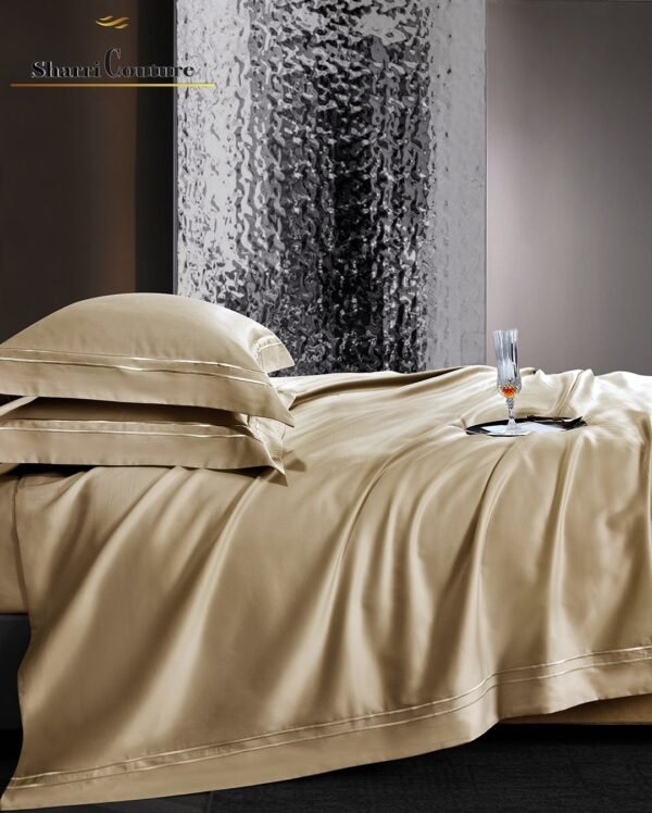S.C. 1042 Two Line Embroidery Frame of Golden Champagne Color - 100s Long Staple Cotton - Image 3