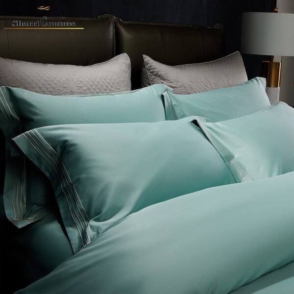 S. C. - 1043 - Turquoise Color With 4 Embroidery Frames Lines - 100s Long Staple Cotton - Image 7