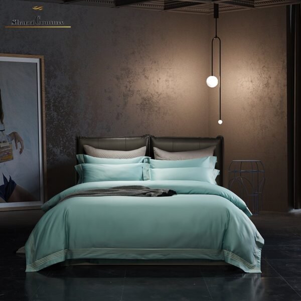 S. C. - 1043 - Turquoise Color With 4 Embroidery Frames Lines - 100s Long Staple Cotton - Image 12
