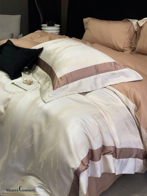 S. C. - 1055 - Light Beige Light Brown  Metallic Frame Color - 100% Jacquard Cotton - Image 4