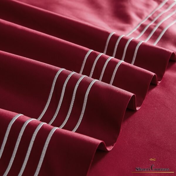 S. C. - 1043 - Wine Red Color With  4 Embroidery Frames Lines - 100s Long Staple Cotton - Image 7