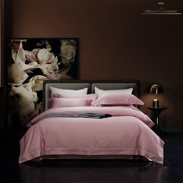 S. C. - 1043 - Old Pink Color with 4 Embroidery Frames Lines - 100s Long Staple Cotton