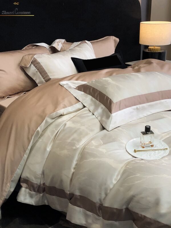 S. C. - 1055 - Light Beige Light Brown  Metallic Frame Color - 100% Jacquard Cotton - Image 6