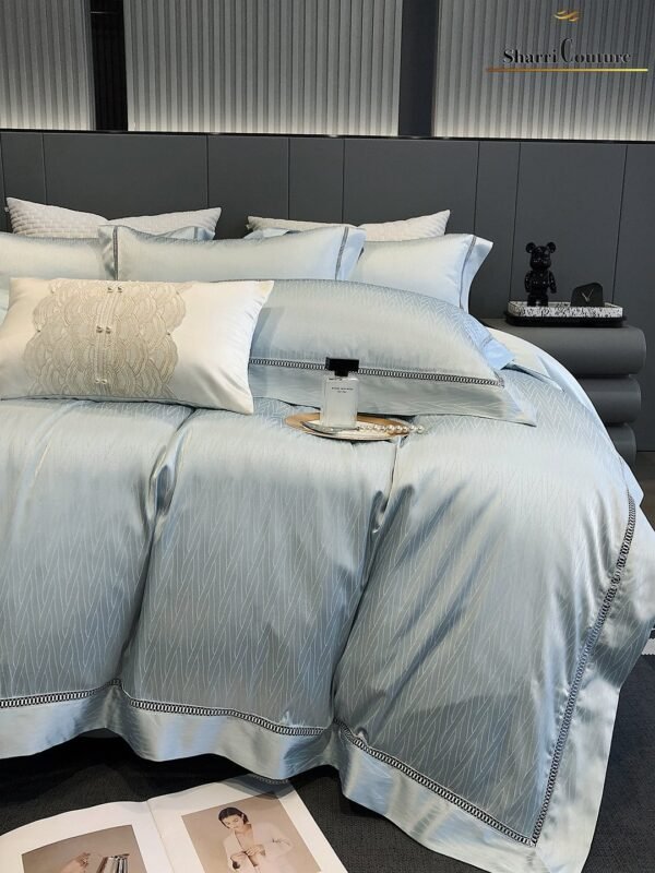 S. C. - 1015 -  Greenish Light Blue Color - Combination of Cotton and Silk - Image 7