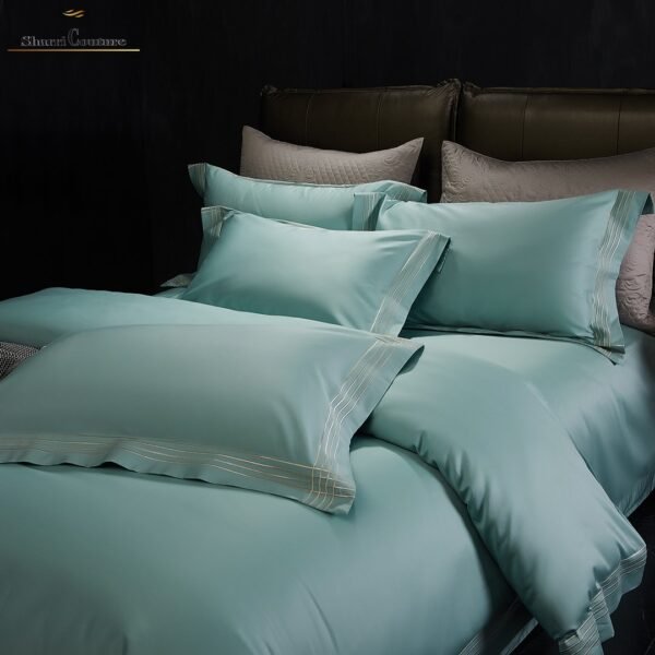S. C. - 1043 - Turquoise Color With 4 Embroidery Frames Lines - 100s Long Staple Cotton - Image 6